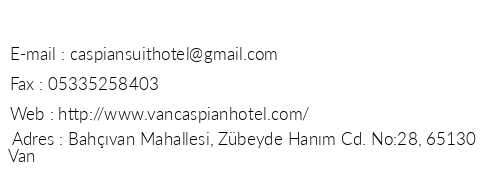 Caspian Hotel telefon numaralar, faks, e-mail, posta adresi ve iletiim bilgileri